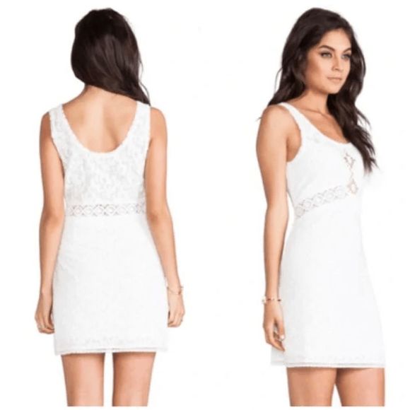 Free People Daisy Chain White Lace Sleeveless Shift Dress, Size Medium - Picture 1 of 10